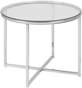 AC Design Furniture Mesa Auxiliar, Vidrio Metal, Otro, 55 x 55 x 45 cm