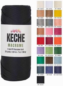 Macrame Cord | Macrame Supplies 2mm Polyester Macrame Rope Yarn for Table Runner Wall Décor Plant Hanging 251 Yards (270 - Black, 1 Skein)