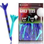 SAPLIZE Plastic Golf Tees Pack of 50 (1-1/2"& 3-1/4") Reduces Friction & Side Spin 4 Prongs Plastic Tees, Mixed