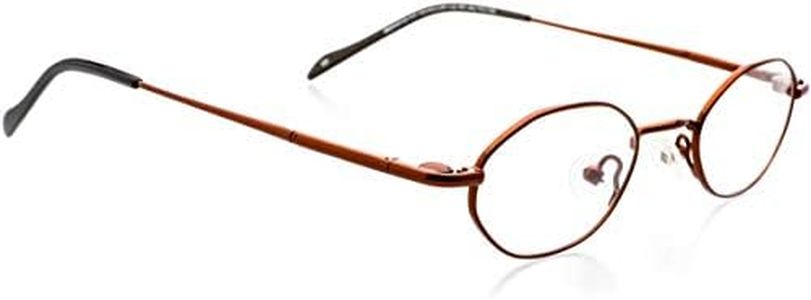 Hit Notion Modified Oval Prescription Eyeglass Frames for Men Women - Metal Full Rim - Cocoa - 43-20-135 - Lightweight Comfortable Fit