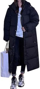 Minetom Femme Manteau Long à Capuche Automne Hiver Chaud Rembourrée Veste Parka Coupe-Vent Manches Longues Blouson Manteau A Noir L