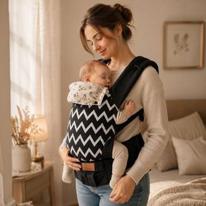 R for Rabbit Hug Me Ergo Baby Carrier for New Born | 2 in 1 Handsfree Front and Back Carry Position, Comfortable and Adjustable Strap Ergonomic Kangaroo Bag for 4 to 24 Months Kids Up to 15 Kg (Black)