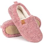 EverFoam Women's Soft Curly Comfy Full Slippers Memory Foam Lightweight House Shoes Cozy Warm Loafer with Polar Fleece Lining (Pink, Size 9-10 M US)