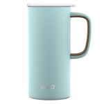 Ello Campy Vacuum Insulated Travel Mug with Leak-Proof Slider Lid and Comfy Carry Handle, Perfect for Coffee or Tea, BPA Free, Frost, 18oz