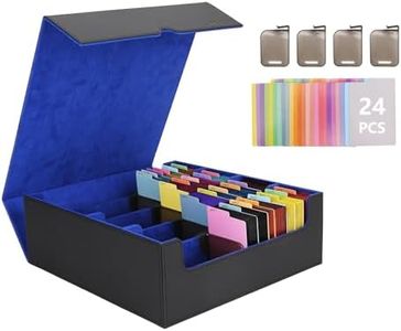 Venssu Card Storage Box For Trading Cards With Dedicated Card Supporters,3000+ Mtg Deck Box With 24 Colorful Divider Tabs,Trading Card Storage Fits For Magic Game Cards (Black and Blue)