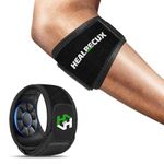 Healrecux Tennis Elbow Support Strap, Golfers Elbow Brace for Men Women w/Removable Compression Pad for Tendonitis Arthritis Relief, Arm Forearm Bands for Sports & Daily Work