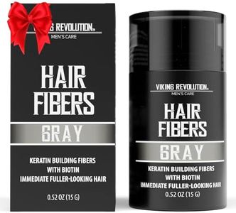 Viking Revolution Gray Hair Fibers for Thinning Hair Men - Thick Fiber for Bald Spot Cover Up - Hair Building Fibers with Kerating and Biotin - Hair Fiber for Men for Thicker and Fuller Look (0.52oz)