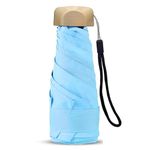 PRIME PICK Compact Travel Umbrella - Windproof & UV Protection Mini Umbrella with Anti-Slip Handle for Men, Women, & Kids - Lightweight, Foldable, 95% UV Block, Rain & Sun Coverage - Color Blue