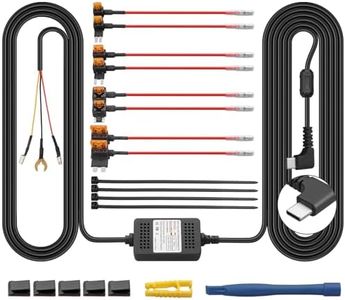 AMTOVL Kit de Cableado de Cámara de Tablero Dash CAM Hardwire Kit 11.5pies/3.5m Kit de Cable USB Tipo C 12V-24V a 5V Protección de Bajo Voltaje Kit de Cable Duro con Add a Circuit Fusibles