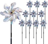 Ohuhu Reflective Pinwheels with Stakes for Garden Decor, 10-Pack Extra Sparkly Pin Wheel, Bird Repellent Devices Deterrent to Scare Birds Away from Yard Patio Garden Farm