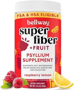 Bellway Super Fiber Powder + Fruit, Sugar Free Organic Psyllium Husk Powder Fiber Supplement for Regularity, Bloating Relief & Gut Health, Non-GMO, Plant-Based, Raspberry Lemon (50 Servings)