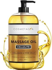 Large Cellulite Massage Oil with Collagen & Stem Cells- 100% Natural Cellulite Oil, Highly Absorbable, Deeply Penetrates The Skin- Firms, Tones, Tightens & Moisturizes Skin by Cosmetasa (16.9 oz)