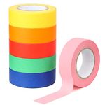 6 Rolls Colored Masking Tape Rolls Set, Coloured Self-Adhesive Rainbow Sticky Paper for DIY Craft Labeling and Art (6 Colors 20MM*15M)