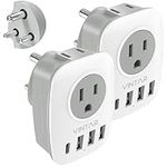 [2-Pack] US to India Plug Adapter, 