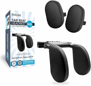 Car Headrest Pillow, Adujstable Car Seat Head & Neck Support, U-Shaped Travel Car Sleeping Pillow for Kids and Adults, Extra Comfort with 2 Additional Black Pads, Only suitable for Car Seat with Poles