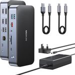 USB C Docking Station for MacBook M1/M2/M3, DisplayLink Laptop Dock, USB 3.0 Dock with Dual 4K HDMI DisplayPort, DC 120W Charger, 10Gbps USB A/C 3.1, 2.5Gbps Ethernet for Mac Windows