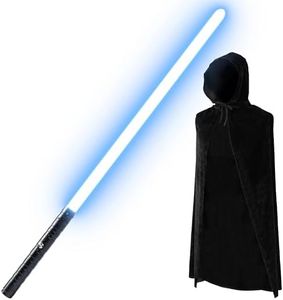 Lightsaber and Velvet Cloak Package, Includes 7-Colour Light Saber and Black Velvet Cloak, Gift Idea for Kids