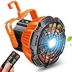 Karvipark X10 Portable Camping Fan for Tent, 2 in 1 Rechargeable USB Tent Ceiling Fan with LED Light Hanging Hoop, Desk Fan for Outdoor Camping Home Office Car Emergency Outages (Orange)