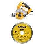 DEWALT DWC860W 4-3/8-Inch Wet/Dry Masonry Saw with DEWALT DW4738 4 3/8-Inch by .060-Inch Wet/Dry XP4 Porclean and Tile Blade