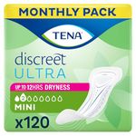 Tena Discreet Ultra Pad Mini Incontinence Pads for Women with Light Bladder Leaks, Thinnest Design Ever, Specifically Designed for Discreet Protection 6x20p