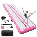 HMTAOLIFE Gymnastics Mat Air Tumble Track[with SHOULDER STRAP], 6.6/10/13/16/20ft Inflatable Training Mat for Kids, Thickness Floor Mat with Air Pump for Home/Water Fun/Gym/Yoga/Training/Cheerleading