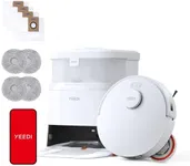 Yeedi M12 Ultra Plus Robot Vacuum and Mop, Upgrade 11800Pa Strong Suction, ZeroTangle Technology, TruEdge Deep Mopping, Auto Mop Washing/Drying, Auto-Lift Mopping, Mini Omni Station, White