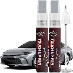 2PCS Celestial Silver Metallic (1J9) Touch Up Paint Pen Compatible with Toyota - Exact Color Match, 2-in-1 Brush & Pen,Automotive Scratch Repair for RAV4/Camry/Corolla/Tacoma/Highlander