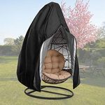 ‚Upgraded Patio Hanging Chair Covers with Zipper, Durable Large Wicker Egg Swing Chair Covers, Waterproof Heavy Duty Weather Resisatnt Outdoor Chair Cover, Windproof,Polyester, Black