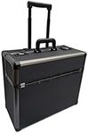 Pro XL Black / Gun Metal Aluminium Pilot Wheeled Trolley Case Hard Briefcase Flight Attache on Wheels