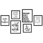 ArtbyHannah 6 Pack Black and White Gallery Wall Kit Picture Frame Sets with Inspirational Motivational Quote & Saying Decorative Art Prints for Living room Office or Home Decoration,Multi Size:9.5x12,8x9.5,8x8 Inch