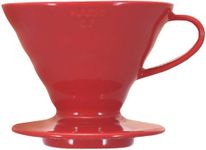 Hario V60 Ceramic Coffee Dripper | V-Shaped Cone Coffee Dripper With Heat Retention, Red, Size 02