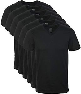 Gildan Men's V-Neck T-Shirts Multipack, Black (6 Pack), Medium