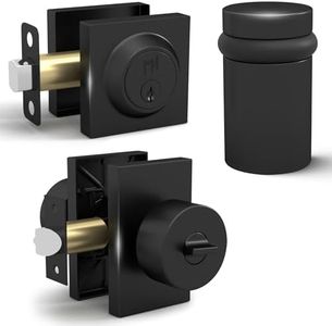 MEGA HANDLES Laura Collection - Reversible Entrance Combo + Door Stopper 2IN (Matte Black)