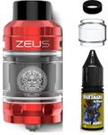 Zeus Tank RED Compatible With Geekvape Z Coils 2ml Inc. 1x Z2 + Z1 Mesh Coil + Extra Large Bubble Glass + 10ml NIGHTMARE Juice + Band Top Fill Sub-Ohm Tank No Nicotine