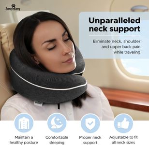 SnoozEasy Memory Foam Travel Pillow – Dark Grey