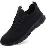 Damyuan Mens Running Walking Tennis Trainers Casual Gym Athletic Fitness Sport Shoes Fashion Sneakers Ligthweight Comfortable Working Outdoor Flat Shoes for Jogging Black Size 9 UK