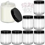 8 oz Clear Glass Jars with Lids,8 Pack Empty Cosmetic Containers with Inner Liners and Black Lids,Refillable Round Cream Jars for Lotion