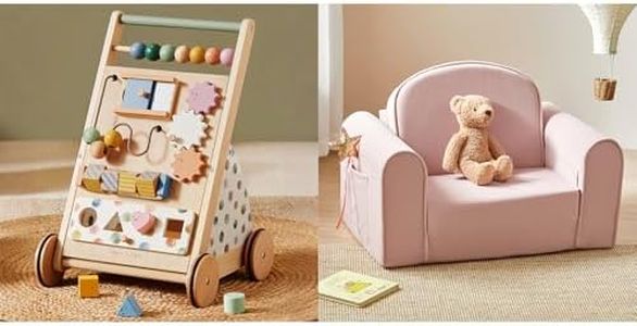 Tiny Land Wooden Baby Walker,2-in-1 Foldable Kids Couch