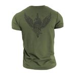 GYMTIER Spartan Forged - Short Sword - Men's Gym T-Shirt Bodybuilding Training Workout Lifting Top Clothing, Green, 3XL