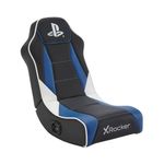 X-Rocker PlayStation Geist 2.0 Floor Rocker, Audio Gaming Chair - Headrest Speakers, Ergonomic Support, Foldable Rocking Base, Wipe-Clean Faux Leather for Kids & Teens - Black & Blue - Licensed