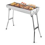 SuperGift Essential - Stainless Steel BBQ Grill with Stand Charcoal Barbecue Folding and Portable Outdoor Garden And Park Use