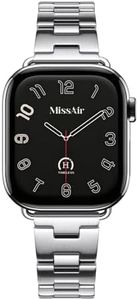 Missair Halo Band Compatible with Apple watch Bands for Women - Metal 316L Stainless Steel Adjustable Bracelet Straps for iWatch Series 11/10/9/8/7/6/5/4/3 SE (38mm 40mm 41mm 42mm) - with Tools for Daily Wear, Silver