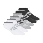 PUMA Women's 6 Pack Runner Socks, Black/Grey/White Logo, 9-11