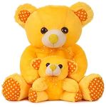 MPR Enterprises - Yellow Mother with Baby Soft Toy for Kiddies ,Adults Gifting Playing Teddy Bear in Size of 40 cm Long