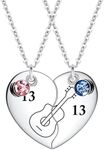 Lezmoii Friendship Necklace Gifts Matching Taylor Guitar Heart Pendant Best Friend Necklace BFF Necklace for 2 Women, Stainless Steel, No Gemstone