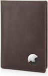 Polare Functional RFID Blocking Leather Passport Holder Travel Bifold Wallet For Men (Dark Brown with AirTag Slot)
