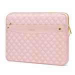 MOSISO Laptop Sleeve Compatible with MacBook Air/Pro, 13-13.3 inch Notebook, Compatible with MacBook Pro 14 inch M3 M2 M1 Chip 2023-2021, Square Quilted Polyester Horizontal Carrying Bag, Chalk Pink