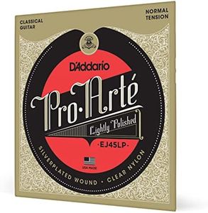 D'Addario EJ45LP Pro-Arte Lightly Polished Composite Silverplated Wound Clear Nylon Classical Guitar Strings - Normal Tension