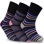 Ladies Patterned Bamboo Crew Socks, Soft Top, Size 4-7, Breathable with Smooth Toe Seams (UK, Numeric, 4, 7, Regular, Regular, Black Set)