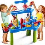 KIZONLY Water Table for Kids Toddlers, 3-Tier Beach Play Toys for Outdoor, Summer Outdoor Outside Sand Sensory Beach Toys for Kids Toddlers Age 3 4 5 6 7 8 Boys Girls